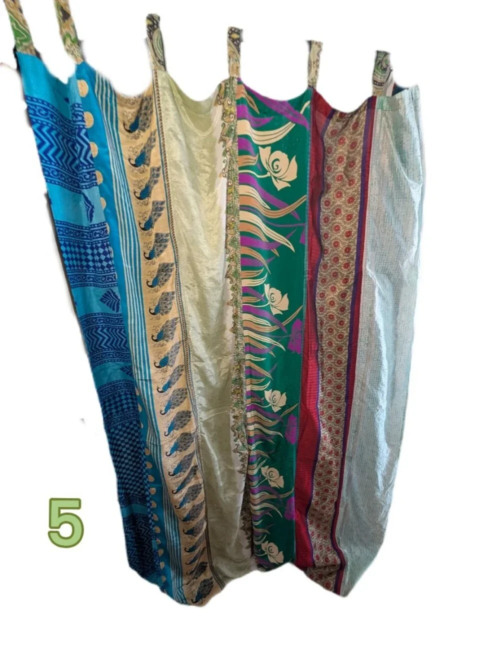 Set Of 6 Beautiful Upcycled Sari FabricCurtains by Mexicali Blues